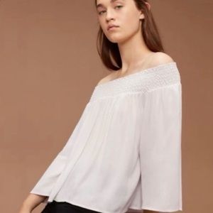 Aritzia Talula White Marcilly Off The Shoulder Top